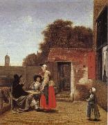 Pieter de Hooch Dutch gard oil painting on canvas